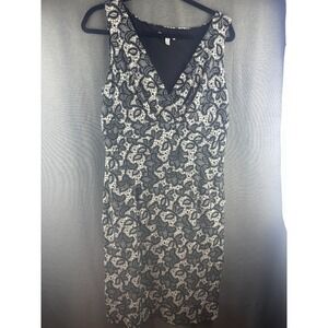 LONDON STYLE Collection Black Lace Ruffled Sleeveless Dress Lined Size 12‎